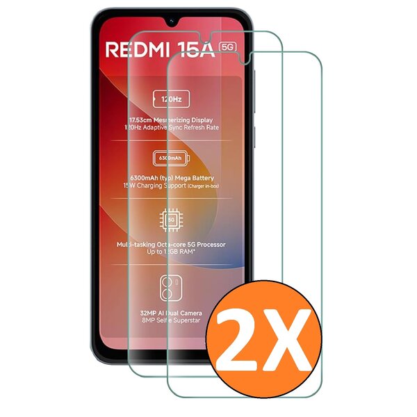 Ntech Screenprotector Geschikt voor Xiaomi Redmi 15a 5G/4G Screenprotector - 2 Stuks Glas Gehard  Redmi A7 Pro Tempered Glass