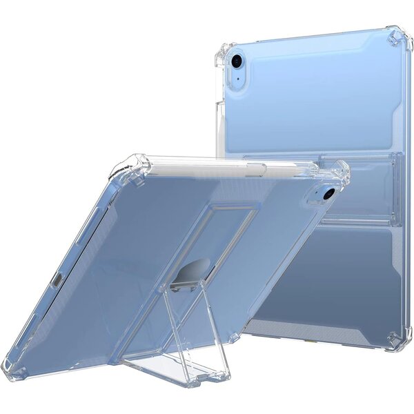 Ntech Hoes geschikt voor iPad 2021 hoes / 2020 / 2019 (9e/8e/7e Generatie / 10.2 inch) – Transparante Back Cover met Kickstand & Pencil Houder – Slim en Lichtgewicht - Ntech