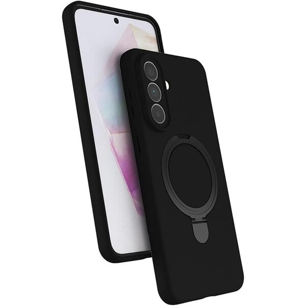 Ntech Hoesje Geschikt voor Samsung Galaxy A37 Hoesje – Zwart – Zachte Siliconen Backcover met Ring – MagSafe Geschikt – Slim & Beschermend