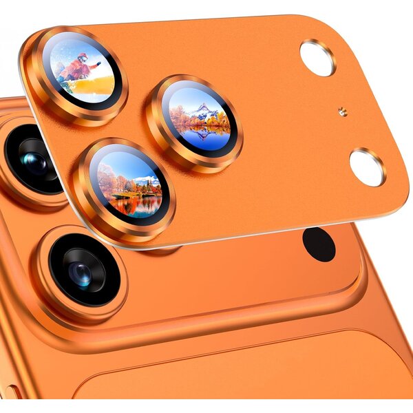 Ntech  Camera Lens Screen Protector Oranje Geschikt voor iPhone 17 Pro Max Camera Lens Protector - Matte Metal Plate Full Coverage