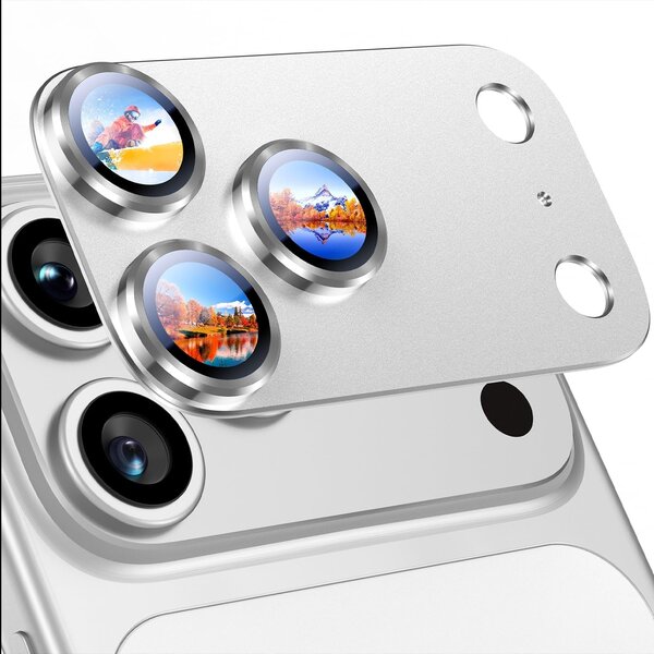 Ntech  Camera Lens Screen Protector Zliver Geschikt voor iPhone 17 Pro Max Camera Lens Protector - Matte Metal Plate Full Coverage