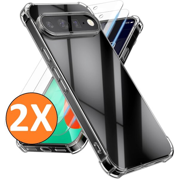 Ntech Hoesje geschikt voor Google Pixel 11 / 11 Pro / 10 / 10 Pro Hoesje transparant - Anti Shock silicone hoesje  Pixel 11 / 11 Pro / 10 case met 2 Pack Screenprotector tempered glass voor Pixel 11 / 11 Pro