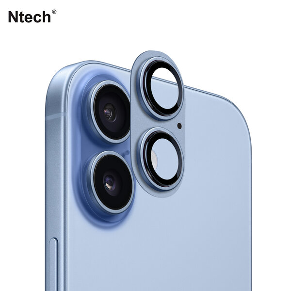 Ntech  Camera Lens Screen Protector Blauw Geschikt voor iPhone 17 Camera Lens Protector - Matte Metal Plate Full Coverage