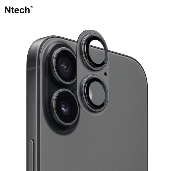 Ntech  Camera Lens Screen Protector Zwart Geschikt voor iPhone 17 Camera Lens Protector - Matte Metal Plate Full Coverage