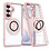 Ntech Magsafe Hoesje Geschikt voor Samsung Galaxy S26 Plus hoesje Transparant Rose Goud - Met kickstand Draaibare Ring Houder