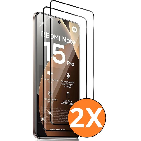 Ntech Screenprotector geschikt voor Xiaomi Redmi Note 15 Pro 4G/Motorola Signature Screenprotector – Full Cover Tempered Glass – Volledige Schermbescherming – Zwart – 2-Pack