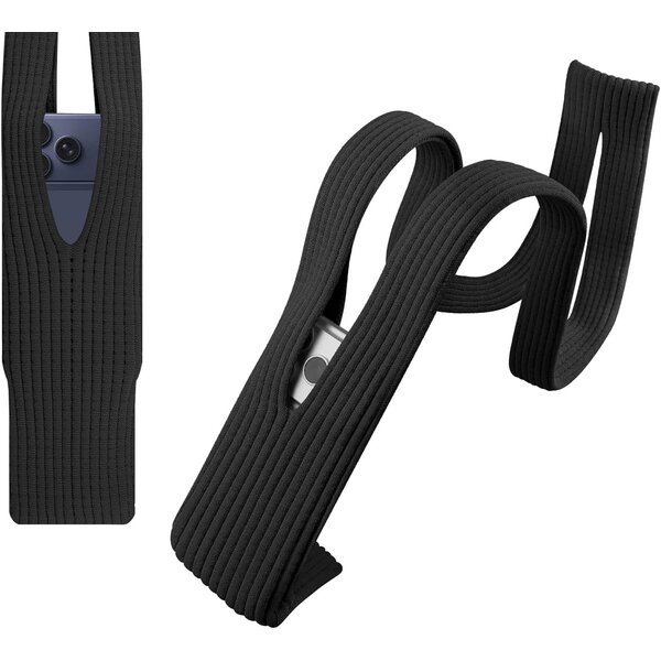 Ntech Telefoontasje Gebreid met Koord Zwart – Stretch Smartphone Tas, Lichtgewicht Telefoonhoesje voor Schouder & Crossbody