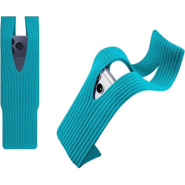 Ntech Telefoontasje Gebreid met Koord Mint Groen – Stretch Smartphone Tas, Lichtgewicht Telefoonhoesje voor Schouder & Crossbody