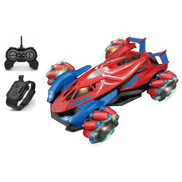 Ntech Ntech RC Stunt Auto 4WD Red – 360° Spins, Dubbelzijdig Rijden & Spectaculaire Stunts, 2,4 GHz Afstandsbediening, Oplaadbare Accu – Stoere Speelgoedauto voor Jongens en Meisjes