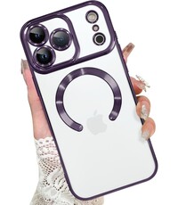 Ntech Hoesje Geschikt  iPhone 18 Pro Hoesje – Transparant/Paars