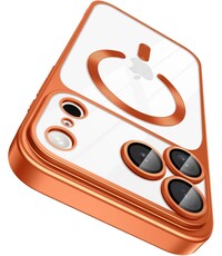 Ntech Hoesje Geschikt  iPhone 18 Pro Hoesje – Transparant/Oranje