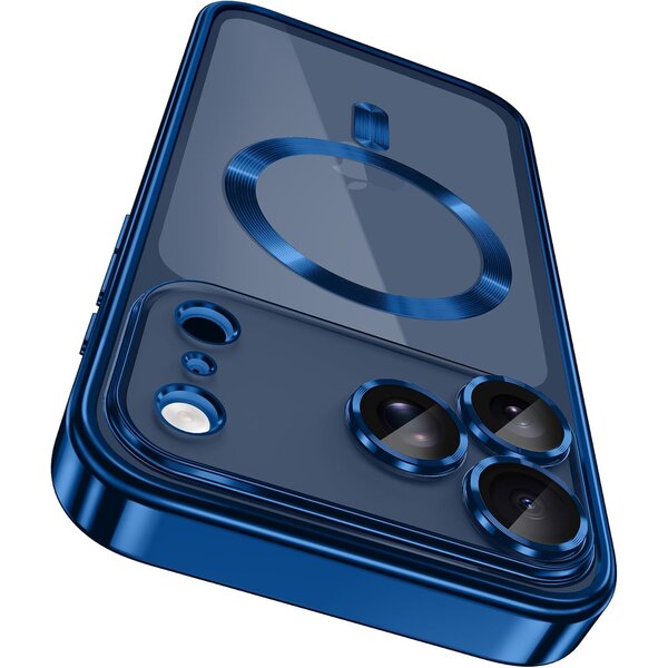 Ntech Hoesje Geschikt  iPhone 18 Pro Hoesje – Transparant/Blauw Hybrid Backcover, MagSafe Compatibel & Verhoogde Camerabescherming – Slank en Stevig - Ntech