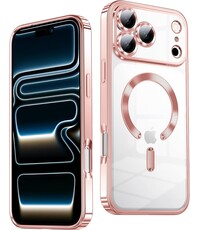 Ntech Hoesje Geschikt  iPhone 18 Pro Hoesje – Transparant/Rose Goud