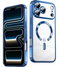Ntech Hoesje Geschikt  iPhone 18 Pro Hoesje – Transparant/Blauw