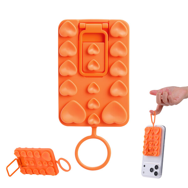 Ntech Telefoonhouder met siliconen zuignap met stand Oranje, geschikt voor alle iPhone 18 Pro / 17 Pro / 16 Por / 15 / Samsung S26 / S26 ultra / S25 / S24, antislip en valbestendige telefoonhouder