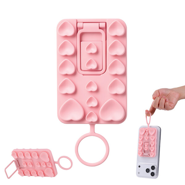 Ntech Telefoonhouder met siliconen zuignap met stand Roze, geschikt voor alle iPhone 18 Pro / 17 Pro / 16 Por / 15 / Samsung S26 / S26 ultra / S25 / S24, antislip en valbestendige telefoonhouder