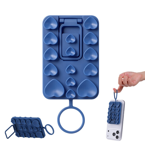 Ntech Telefoonhouder met siliconen zuignap met stand Donker Blauw, geschikt voor alle iPhone 18 Pro / 17 Pro / 16 Por / 15 / Samsung S26 / S26 ultra / S25 / S24, antislip en valbestendige telefoonhouder