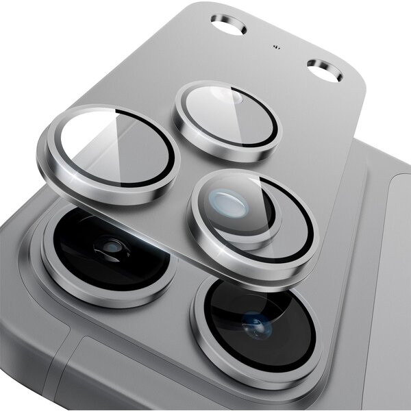 Ntech Ntech Camera Lens Protector voor iPhone 18 Pro Zliver – Matte Metalen Camera Lens Beschermer – Full Coverage – Krasbestendig