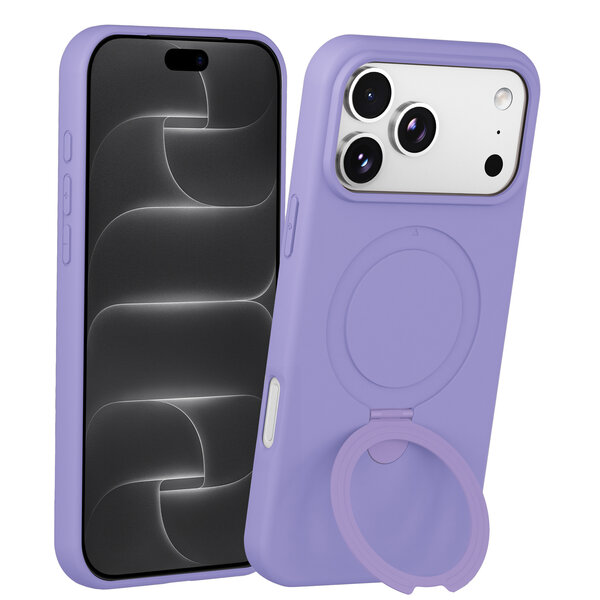Ntech Ntech Hoesje – Geschikt voor iPhone 18 Pro Zacht Siliconen Hoesje Lila – MagSafe Geschikt – Liquid Backcover met Ring