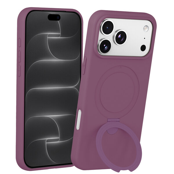 Ntech Ntech Hoesje – Geschikt voor iPhone 18 Pro Zacht Siliconen Hoesje Burgundy – MagSafe Geschikt – Liquid Backcover met Ring