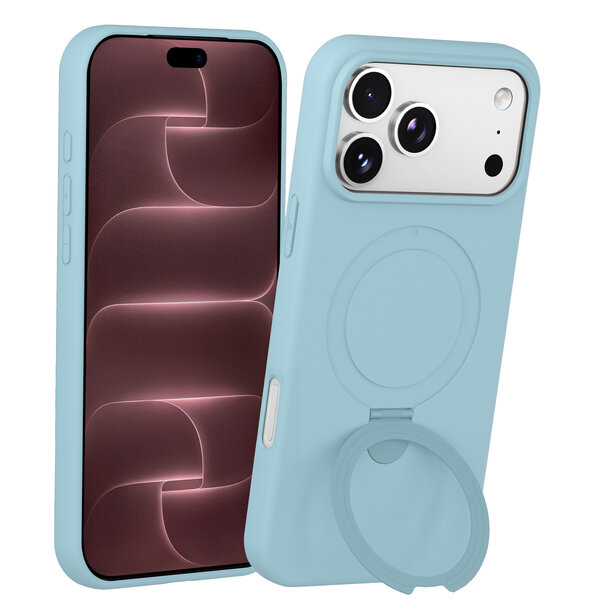 Ntech Ntech Hoesje – Geschikt voor iPhone 18 Pro Max Zacht Siliconen Hoesje Mint Groen – MagSafe Geschikt – Liquid Backcover met Ring