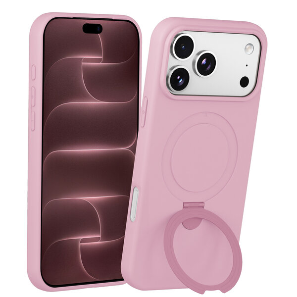 Ntech Ntech Hoesje – Geschikt voor iPhone 18 Pro Max Zacht Siliconen Hoesje Licht Roze – MagSafe Geschikt – Liquid Backcover met Ring