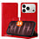 Ntech Hoesje geschikt voor iPhone 18 Pro Max hoesje Rood pasjeshouder telefoon hoes - Met screenprotector tempered glass voor iPhone 18 Pro Max - 2x