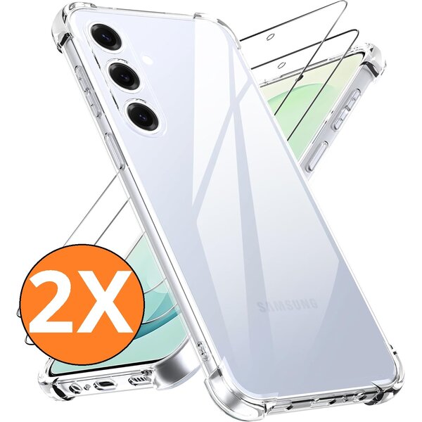 Ntech Hoesje geschikt voor Samsung Galaxy S26 FE Hoesje transparant - Anti Shock silicone hoesje  Samsung Galaxy S26 FE / S25 FE case met 2 Pack Screenprotector tempered glass voor  Samsung Galaxy S26 FE
