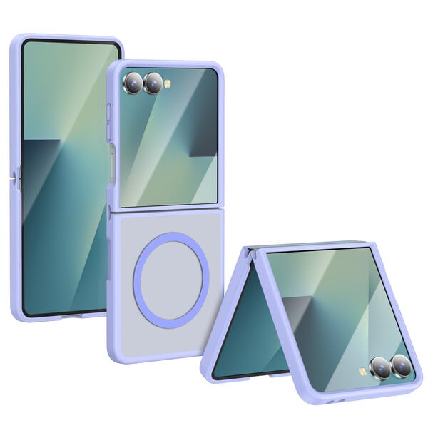 Ntech MagSafe hoesje Geschikt voor Samsung Galaxy Z Flip 8 hoesje Lila - Z Flip 7 Hoesje Shockproof - Schokbestendig TPU hoesje Samsung Z Flip 8 - Flip 7
