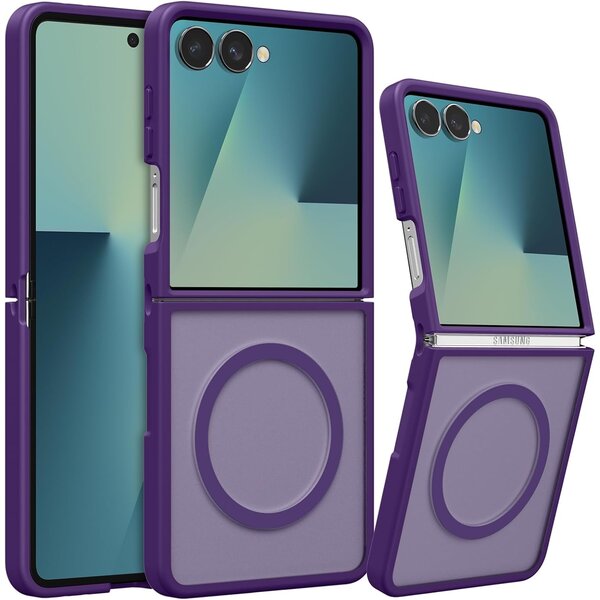 Ntech MagSafe hoesje Geschikt voor Samsung Galaxy Z Flip 8 hoesje Paars - Z Flip 7 Hoesje Shockproof - Schokbestendig TPU hoesje Samsung Z Flip 8 - Flip 7