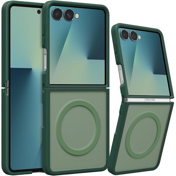 Ntech MagSafe hoesje Geschikt voor Samsung Galaxy Z Flip 8 hoesje Groen - Z Flip 7 Hoesje Shockproof - Schokbestendig TPU hoesje Samsung Z Flip 8 - Flip 7