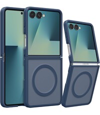 Ntech MagSafe hoesje Geschikt voor Samsung Galaxy Z Flip 8 hoesje Blauw