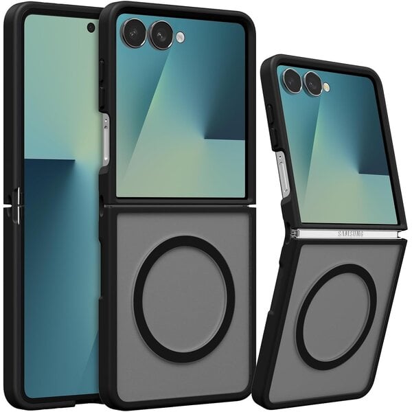 Ntech MagSafe hoesje Geschikt voor Samsung Galaxy Z Flip 8 hoesje Zwart - Z Flip 7 Hoesje Shockproof - Schokbestendig TPU hoesje Samsung Z Flip 8 - Flip 7