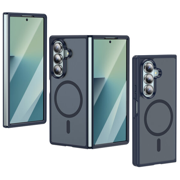Ntech MagSafe hoesje Geschikt voor Samsung Galaxy Z Fold 8 Ultra hoesje Blauw - Z Fold 7 Hoesje Shockproof - Schokbestendig TPU hoesje Samsung Z Fold 8 Ultra - Fold 8