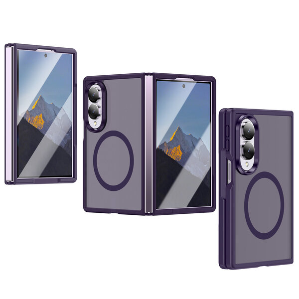 Ntech MagSafe hoesje Geschikt voor Samsung Galaxy Z Fold 8 hoesje Paars - Z Fold 8 Hoesje Shockproof - Schokbestendig TPU hoesje Samsung Z Fold 8