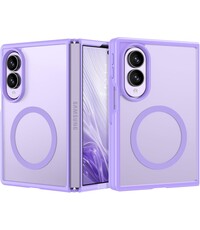 Ntech MagSafe hoesje Geschikt voor Samsung Galaxy Z Fold 8 hoesje Lila