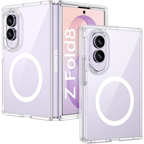 Ntech Ntech MagSafe hoesje Geschikt voor Samsung Galaxy Z Fold 8 - Fold 8 Transparant Shockproof Hoesje - Schokbestendig TPU hoesje Samsung Z Fold 8