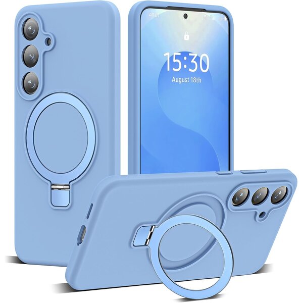Ntech Ntech Hoesje – Geschikt voor Samsung S26 FE Zacht Siliconen Hoesje Blauw – MagSafe Geschikt - Liquid Backcover met Ring hoesje Samsung S25 FE