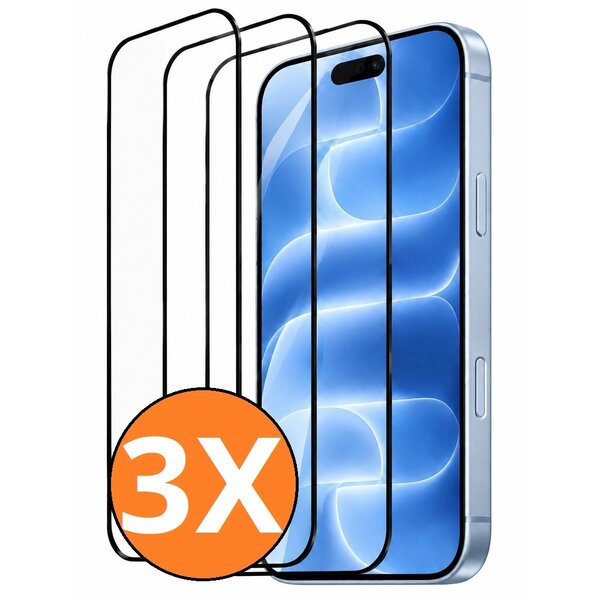 Ntech Full Cover Screenprotector geschikt voor iPhone 18 Pro Screenprotector Zwart 3pack | Volledige Beschermglas Tempered Glass | iPhone 17 Pro Screenprotector