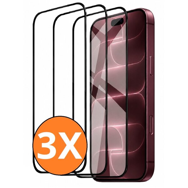 Ntech Full Cover Screenprotector geschikt voor iPhone 18 Pro Max Screenprotector Zwart 3pack | Volledige Beschermglas Tempered Glass | iPhone 17 Pro Max Screenprotector