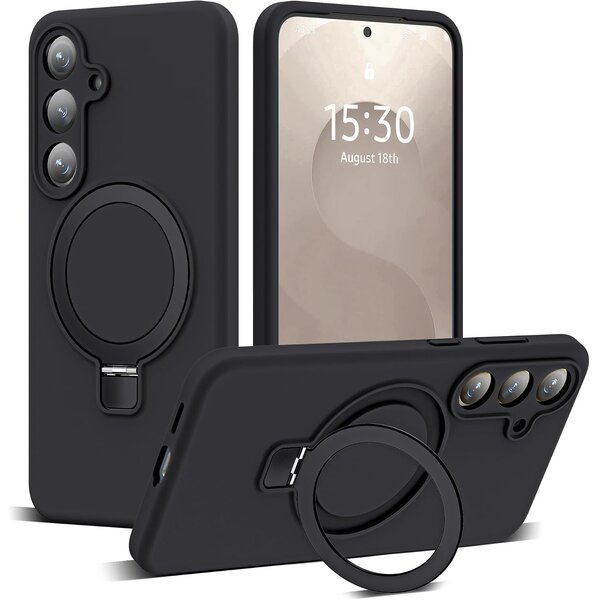 Ntech Hoesje Geschikt voor Samsung Galaxy A18 Hoesje – Zwart – Zachte Siliconen Backcover met Ring – MagSafe Geschikt – Slim & Beschermend Galaxy A17 hoesje