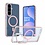 Ntech Ntech Magsafe hoesje Geschikt voor Samsung Galaxy S25 FE / S26 FE Hoesje Roze - Transparant – Stand Functie – Shockproof Bumper case