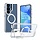Ntech Ntech Magsafe hoesje Geschikt voor Samsung Galaxy S25 FE / S26 FE Hoesje Wit - Transparant – Stand Functie – Shockproof Bumper case