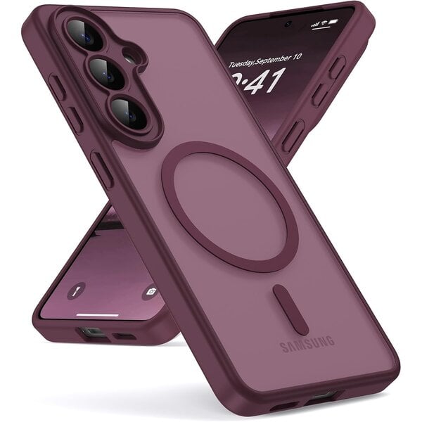 Ntech Ntech Hoesje Geschikt voor Samsung Galaxy S26 FE / S25 FE Hoesje Bordeaux voor MagSafe – Shockproof Back Cover – Camera- en Lensbescherming – Beschermhoes