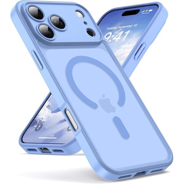 Ntech Ntech Hoesje Geschikt voor iPhone 17 Pro Max / 18 Pro Max Hoesje Licht Blauw voor MagSafe – Shockproof Back Cover – Camera- en Lensbescherming – Beschermhoes