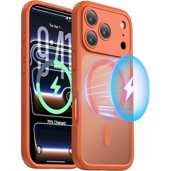 Ntech Ntech Hoesje Geschikt voor iPhone 17 Pro Max / 18 Pro Max Hoesje Oranje voor MagSafe – Shockproof Back Cover – Camera- en Lensbescherming – Beschermhoes