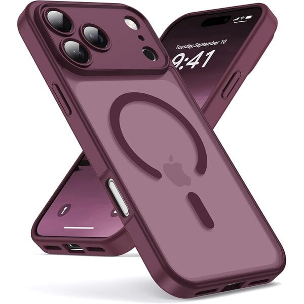 Ntech Ntech Hoesje Geschikt voor iPhone 17 Pro / 18 Pro Hoesje Bordeaux voor MagSafe – Shockproof Back Cover – Camera- en Lensbescherming – Beschermhoes
