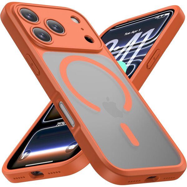 Ntech Ntech Hoesje Geschikt voor iPhone 17 Pro / 18 Pro Hoesje Oranje voor MagSafe – Shockproof Back Cover – Camera- en Lensbescherming – Beschermhoes