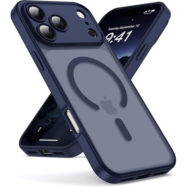 Ntech Ntech Hoesje Geschikt voor iPhone 17 Pro / 18 Pro Hoesje Navy voor MagSafe – Shockproof Back Cover – Camera- en Lensbescherming – Beschermhoes