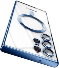 Ntech Hoesje Geschikt voor Samsung Galaxy S25 Ultra Magsafe hoesje backcover Blauw
